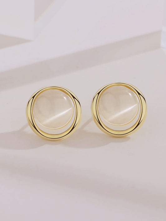 シルバー925 天然石 キャッツアイ スタッド ピアス 上品 E0553
