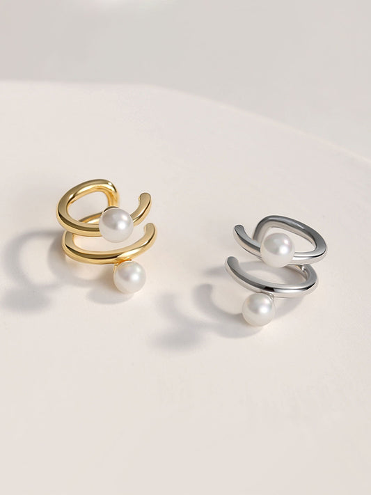 High-quality Shell Pearl Ear Cuff for Single Ear - French Minimalist