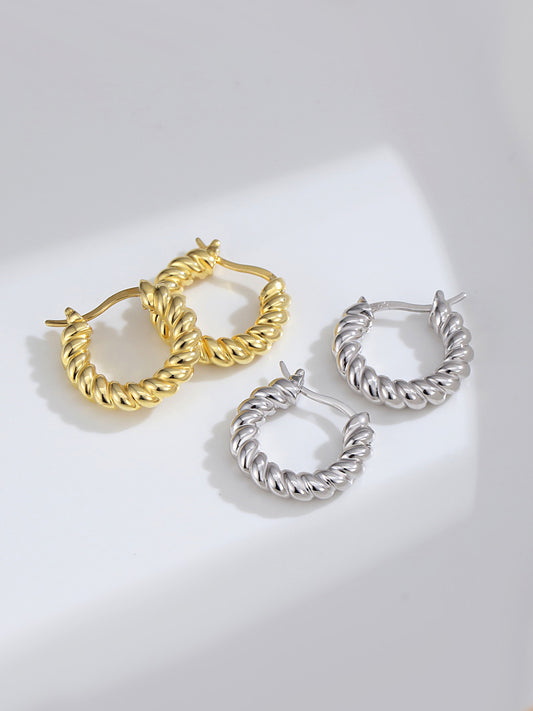 シルバー925 エンツワインド ニュアンスライン フープピアス