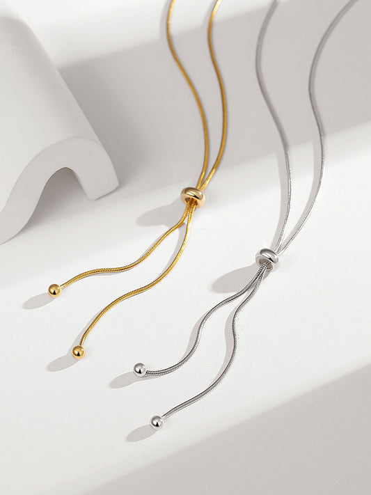 S925 Minimalist Elegant Long Necklace Gold-Plated D0208