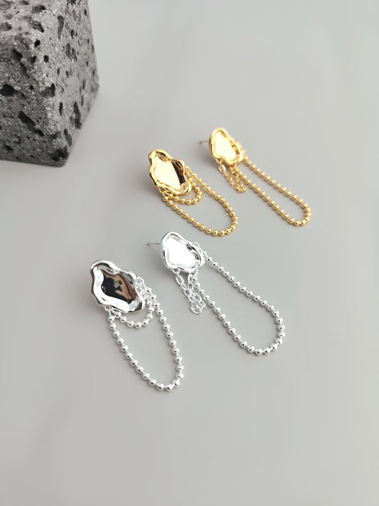 S925 Streamlined Tassel Earrings, Mirror Finish, Modern Design