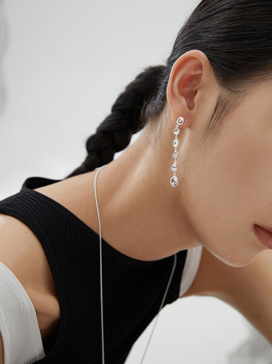 [Lava] 925 Sterling Silver Nuance Swinging Long Earrings
