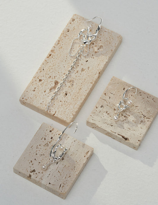 S925 Freshwater Pearl Single Earring: Withered Tree and Nest of Life by Moniif