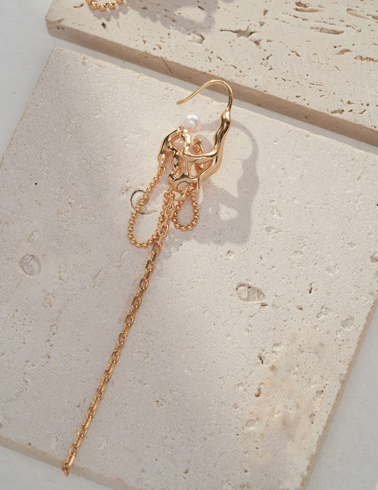 S925 Freshwater Pearl Single Earring: Withered Tree and Nest of Life by Moniif