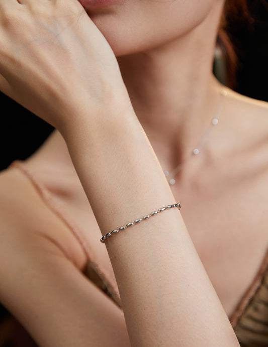 Sterling Silver 925 Minimalist Plain Chain Bracelet