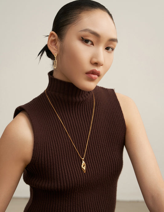 Silver 925 Asymmetrical Geometric Polygon Nuance Earrings