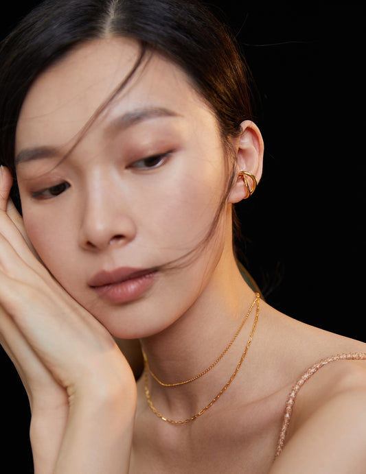 Silver 925 Geometric Openwork Ear Cuff (Single)