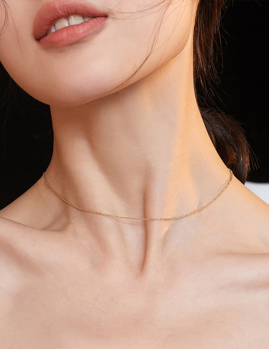 Sterling Silver 925 Minimalist O-Chain Necklace, Perfect for Layering