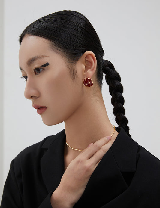 China Red Enamel Earrings: French Style for Your Special Day
