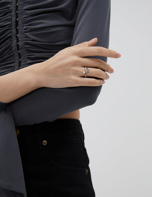 Silver 925 Freshwater Pearl Streamline Nuance Ring