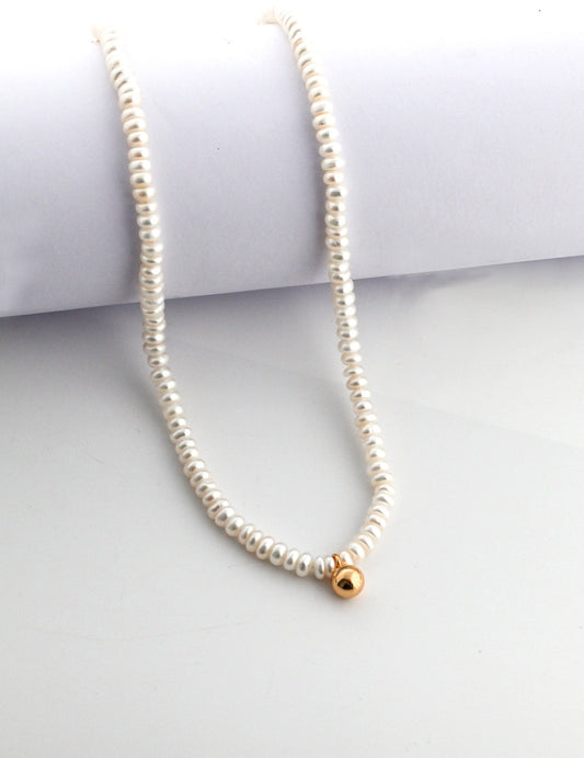Freshwater Pearl Sterling Silver 925 Necklace Layering Dainty Feminine