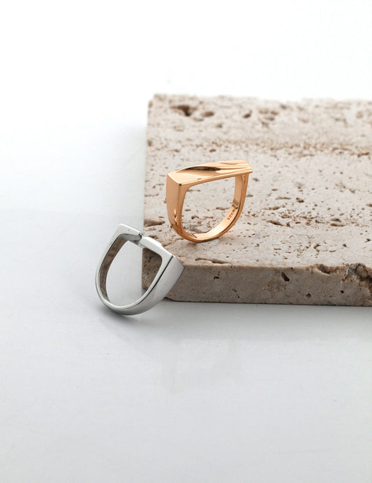S925 Geometric Carved Design Ring