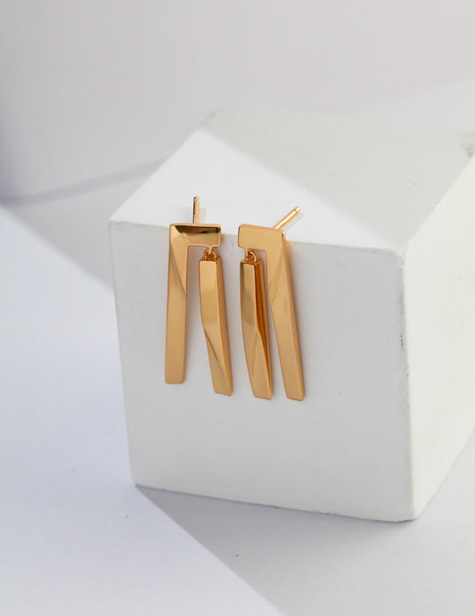 Silver 925 Sculpture Geometric Nuance Hoop Earrings