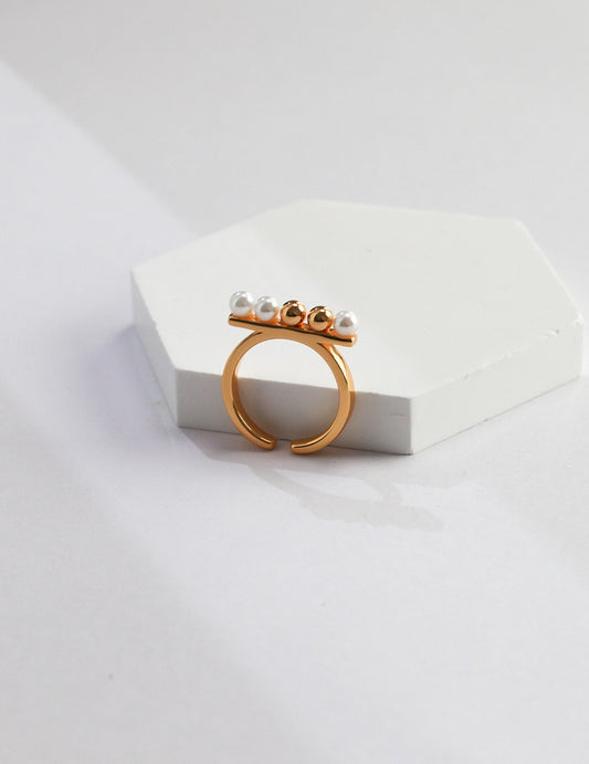 S925 Minimalist Shell Pearl Elegant Ring J0126