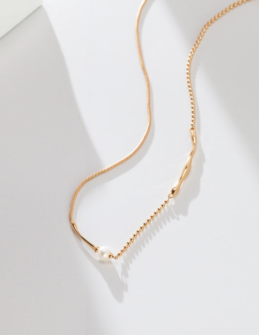 S925 Natural Freshwater Pearl Simple Necklace French Chic