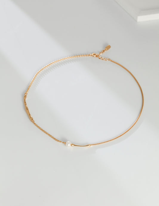 S925 Natural Freshwater Pearl Simple Necklace French Chic