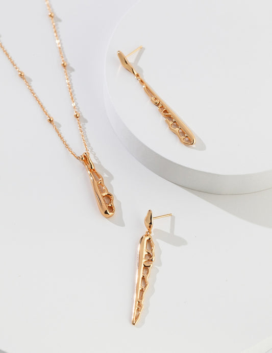 Silver 925 Streamlined Drop Asymmetrical Nuance Earrings
