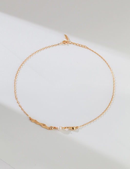 Sterling Silver 925 Freshwater Pearl Nuance Line Design Necklace