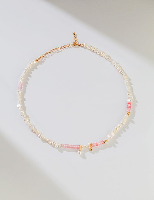 Freshwater Pearl 925 Silver Peach-colored Feminine Necklace