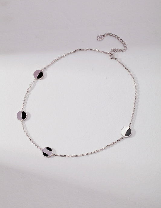 Sterling Silver 925 Black Onyx Modern Circle Necklace