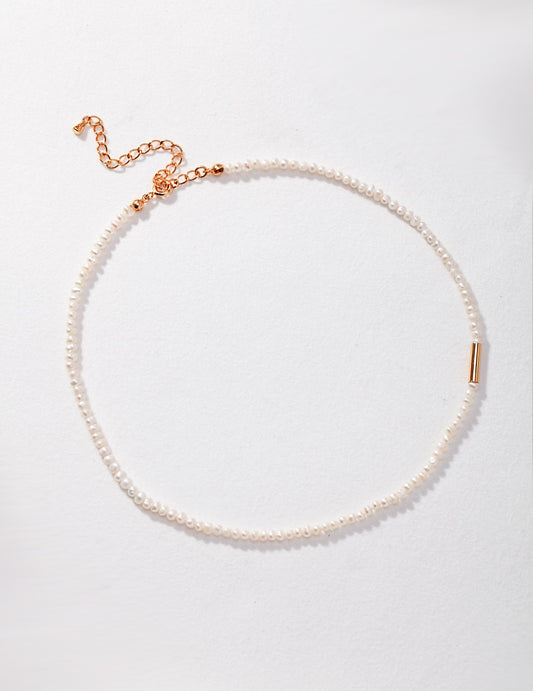 925 Sterling Silver Freshwater Potato Pearl French Necklace Gold Plated YD0007