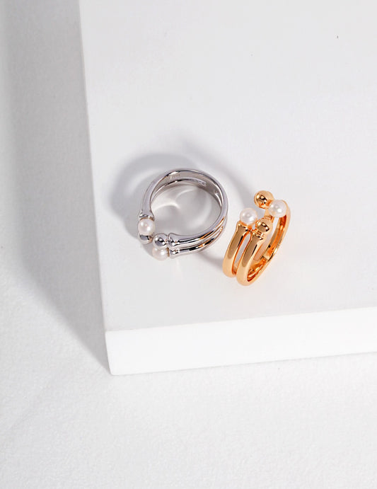 S925 Asymmetrical Freshwater Pearl Open Ring J0140