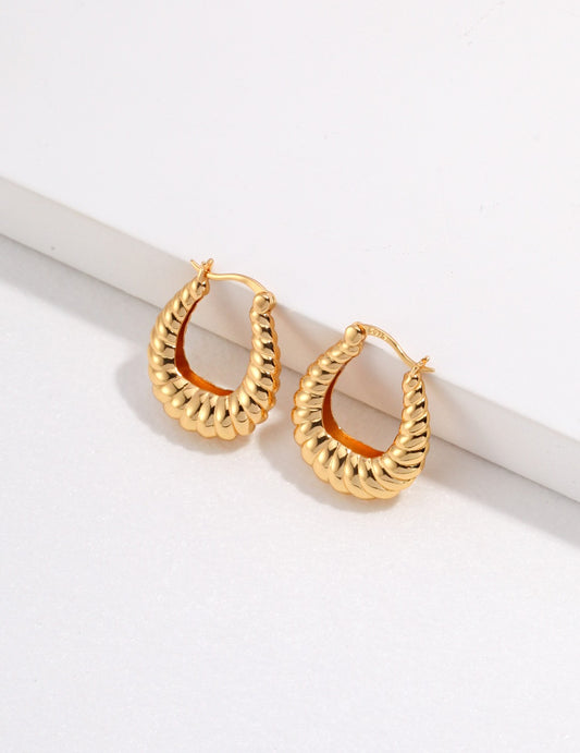 S925 French Minimalist Plain Earrings Vintage Style