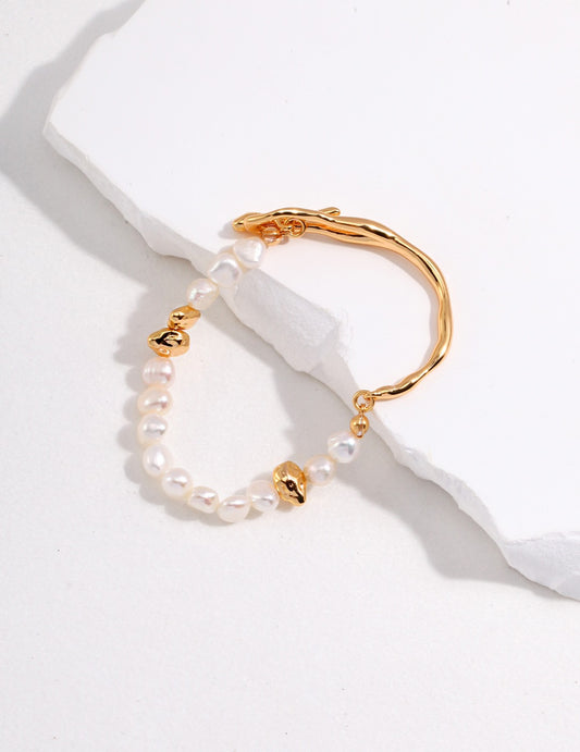 S925 Freshwater Pearl Fluid Nuance OT Bar Bracelet