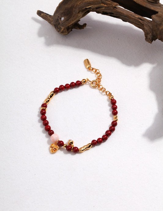 S925 Cinnabar & Queen Shell Bracelet: A design that brings happiness