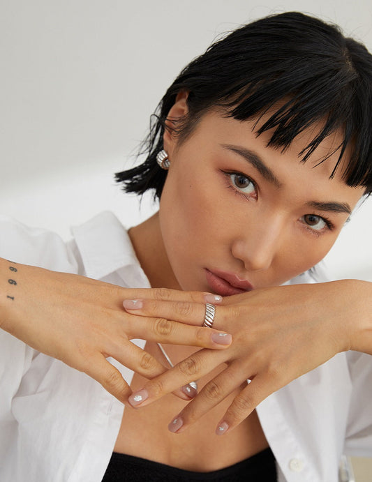 S925 Gear Series Nuance Uneven Texture Ring
