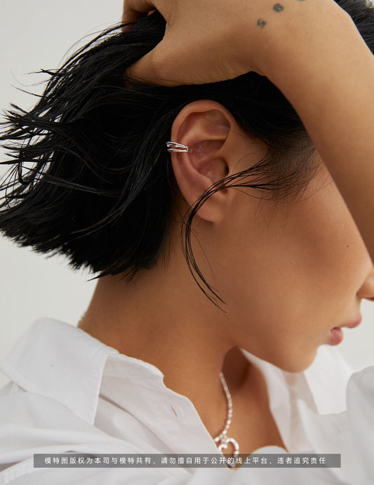 Silver 925 Lava Design Nuance Ear Cuff (single ear)