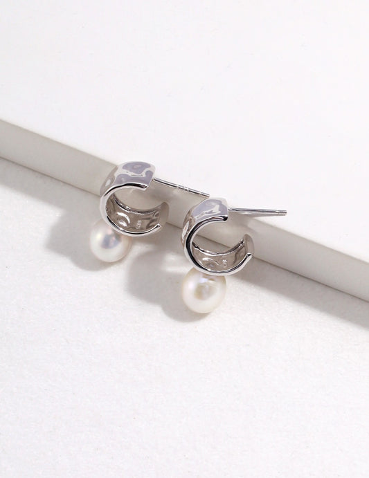 S925 Freshwater Pearl Earrings, French Minimalist, Elegant