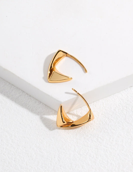 Sterling Silver 925 Triangle Geometric Design Earrings