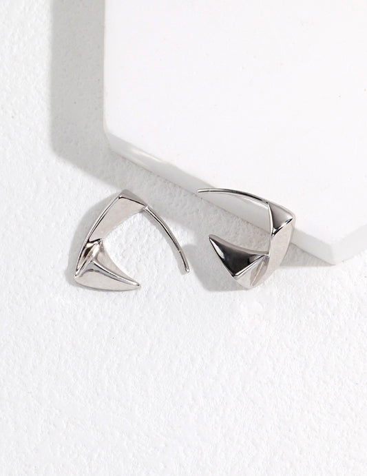 Sterling Silver 925 Triangle Geometric Design Earrings