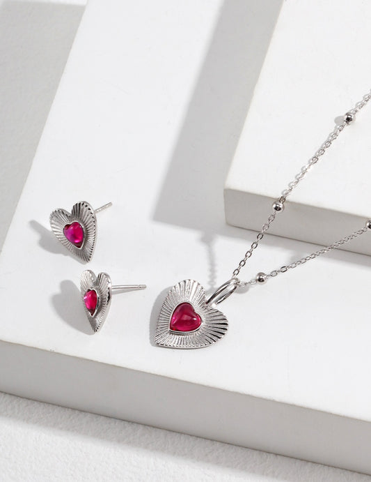 Silver 925 Heart Motif Cubic Zirconia Necklace