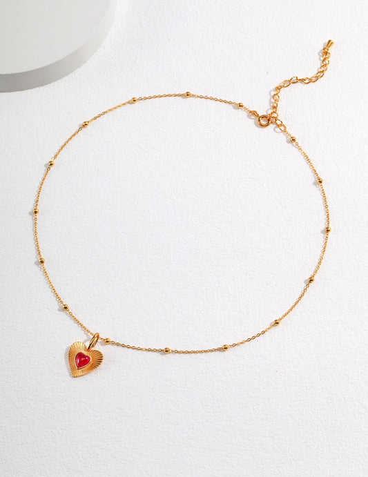 Silver 925 Heart Motif Cubic Zirconia Necklace