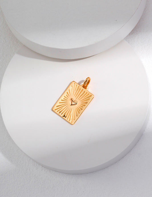 Sterling Silver 925 Heart Square Plate Necklace