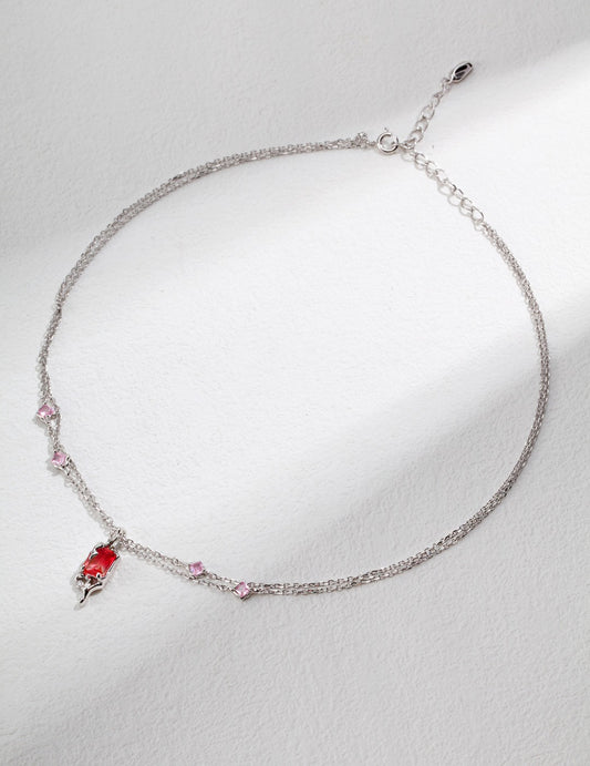 Sterling Silver 925 Nuance Fluid Design Zirconia Necklace