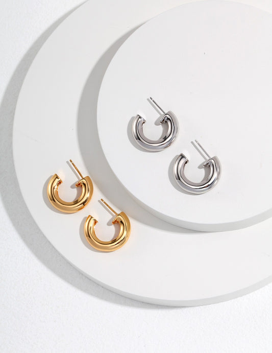 Sterling Silver 925 Minimal Simple French Style Earrings