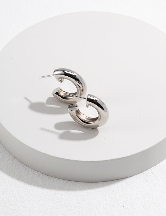 Sterling Silver 925 Minimal Simple French Style Earrings