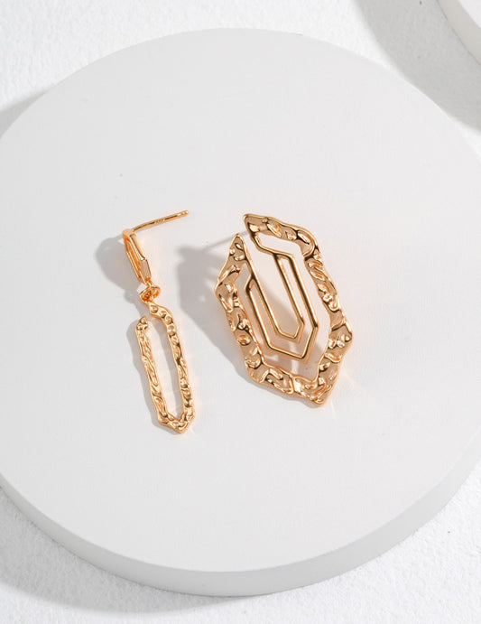 Silver 925 Asymmetrical Geometric Polygon Nuance Earrings