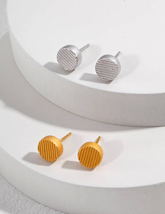 Sterling Silver 925 Simple Cylinder Stud Earrings Minimalist