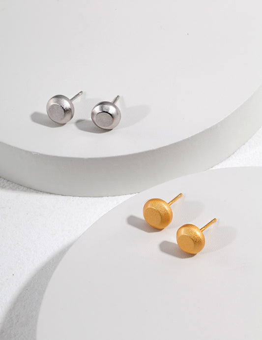 S925 Cylinder Nuance Stud Earrings Modern Design