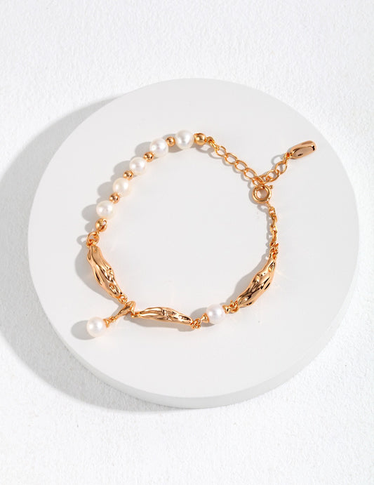 925 Sterling Silver Scarf Design Freshwater Pearl Bracelet YS0020