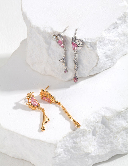 S925 Freshwater Pearl Half-Moon Design Earrings - French Chic