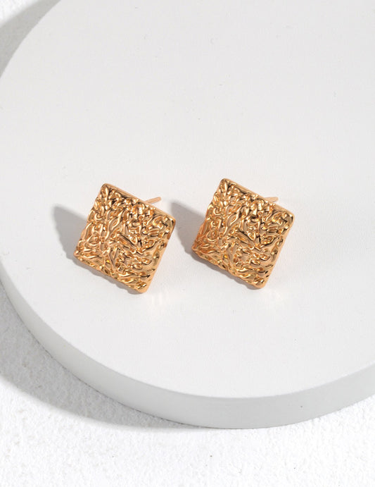 Sterling Silver 925 Square Stud Earrings Minimalist Geometric Nuance