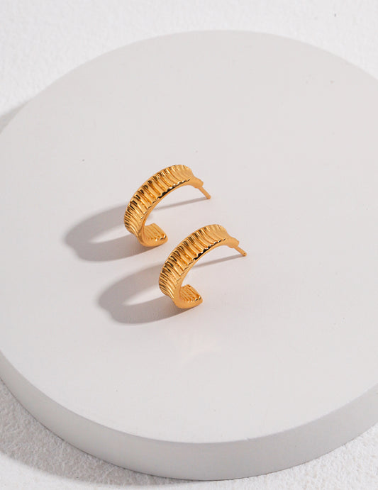 Silver 925 Simple Nuance Line Minimalist Earrings