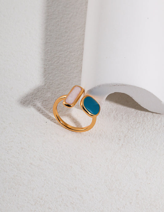 Silver 925 Morandi Color Enamel Design Ring