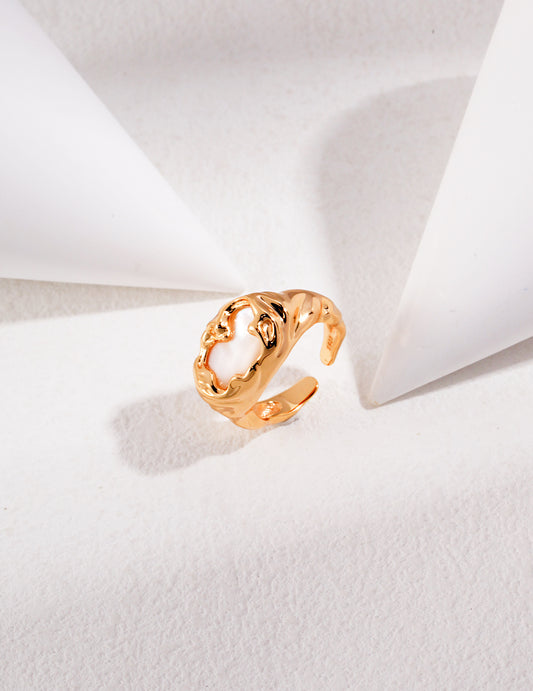 925 Sterling Silver Natural Shell Lava Texture Nuance Ring