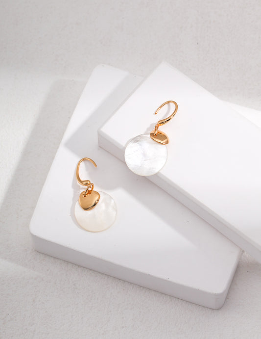 Silver 925 Mother of Pearl Ethnic Style Dangle Earrings